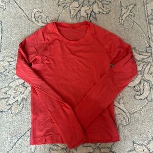 coral red long sleeve Lululemon athletic top